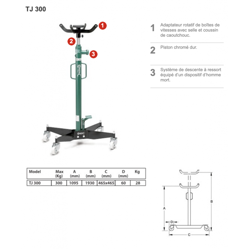 Cric bouteille hydraulique corps en fonte 50 tonnes - DRAKKAR EQUIPEMENT  S13126 - MATOUTILS