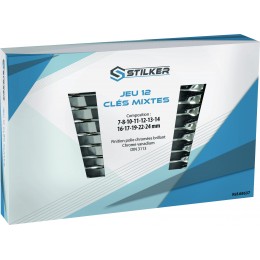 CLÉS MIXTES de 7 à 24mm full polish - boite carton de 12 piéces STILKER 68637