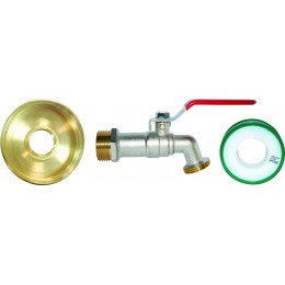 ADAPTATEUR DE CUVE  1000L DIAMÈTRE 60 MM SORTIE 20X27 ET ROBINET 1/4 DE TOUR  -BOUTTÉ-S18789