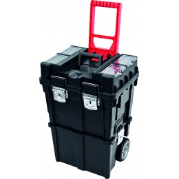 CAISSE À OUTILS RANGEMENT MOBILE 450 x 350 x710 mm  LOQUETS MÉTAL DRAKKAR EQUIPEMENT  72750