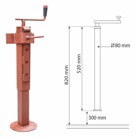 Béquille remorque Unitrailer 60 cm - fi 48 mm