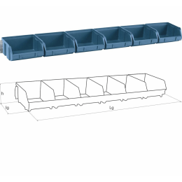 KIT 6 BOITES A BEC  AVEC SUPPORT 600X95X50 mm BLEU -S17703