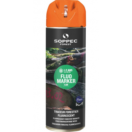 Aerosol traceur forestier orange fluorescent 500 ml SOPPEC - S10134