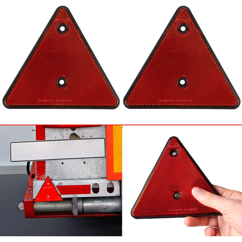 2 Triangles signalisation remorque Catadioptre triangulaire rouge - 16150x2  - MATOUTILS