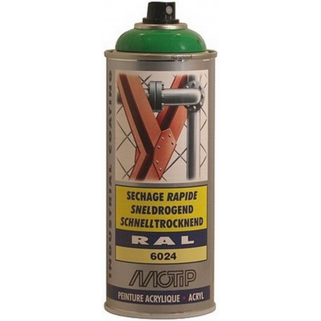 AEROSOL PEINTURE ACRYLIQUE : Vert Trafic Brillant RAL 6024 MOTIP - MO07120