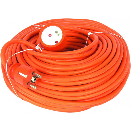 RALLONGE ORANGE  souple PVC 25M prises 2P + T avec protection enfant - S03121