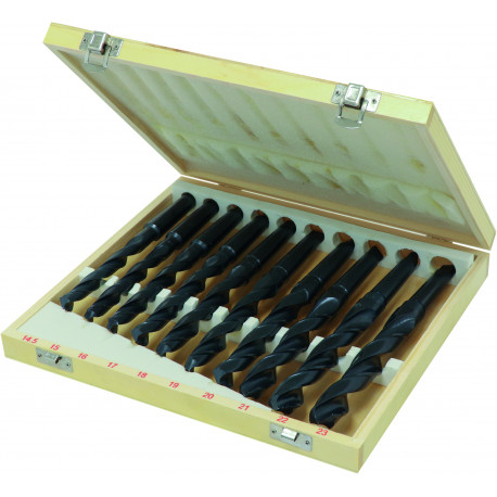 COFFRET PROFESSIONNEL DE 10 FORETS ACIER HSS CONE MORSE CM2 de 14