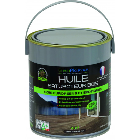 HUILE SATURATEUR TERRASSE BOIS  origine végétale  Hydrofuge-2,5Litres GreenPlaisance