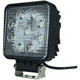 PHARE DE TRAVAIL CARRE 9 LED 27W 1800 LUMENS FAISCEAU LARGE - S17073