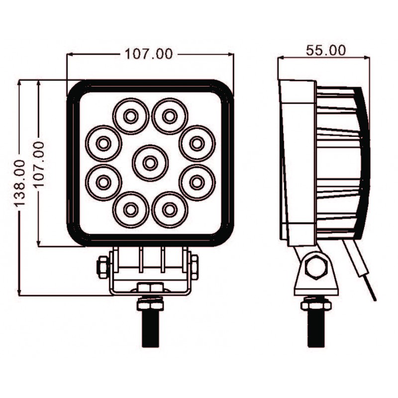 LED Feu de travail LED square 9x L0077