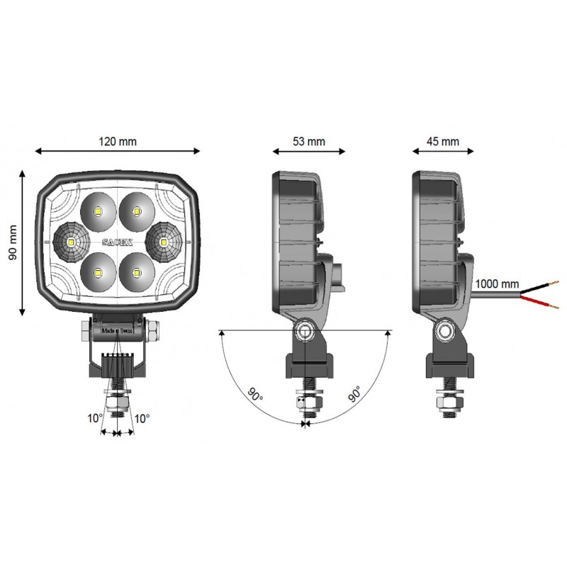 Phare de travail LED 1500 Lumen ovale - Vignal