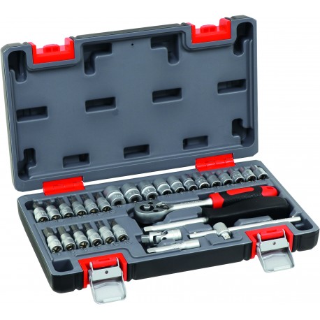 COFFRET DOUILLES 29 PIÈCES ACIER CHROME VANADIUM - 1/4"  DRAKKAR TOOLS 15112