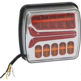 FEU ARRIERE  DESIGN LED ROUGE/ORANGE  4 FONCTIONS DROIT SODIFLASH -16036