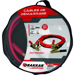 Jeu de cables de démarrage pinces laiton renforcées 800 Ampères -DRAKKAR  S04163