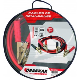 JEU CABLES DEMARRAGE CUIVRE 25MM2 3M00 PINCES BRONZE 650A SACHET -  Distri-pièces.fr