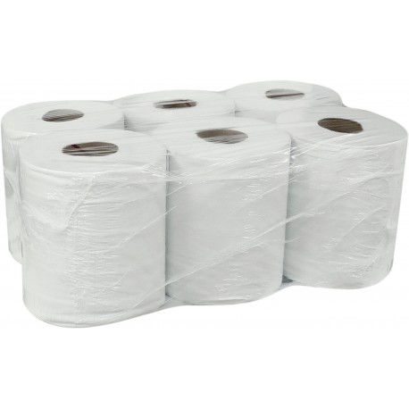 LOT 6 BOBINES OUATE BLANC DC 450 FEUILLES -19,5 X 30 CM -2 PLIS- RECYCLÉE -SODITECH 17506