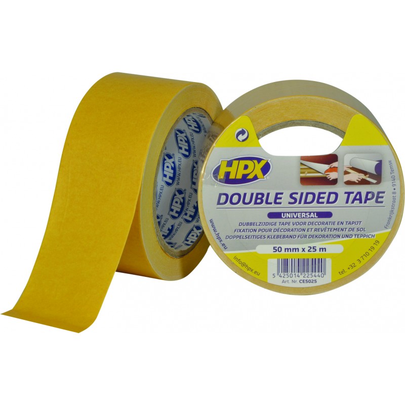 RUBAN DOUBLE SIDED TAPE- DOUBLE FACE UNIVERSEL -BLANC 50MM X 25M