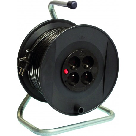 Enrouleur électrique 4 prises 2P+T 3G 1.5mm² 25-50m noir H05 VV-F NF