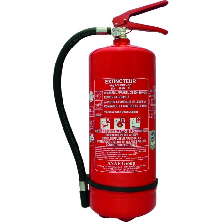 EXTINCTEUR HOMOLOGUE POUDRE 6KG AVEC MANO-ANAF FIRE PROTECTION  -S16458